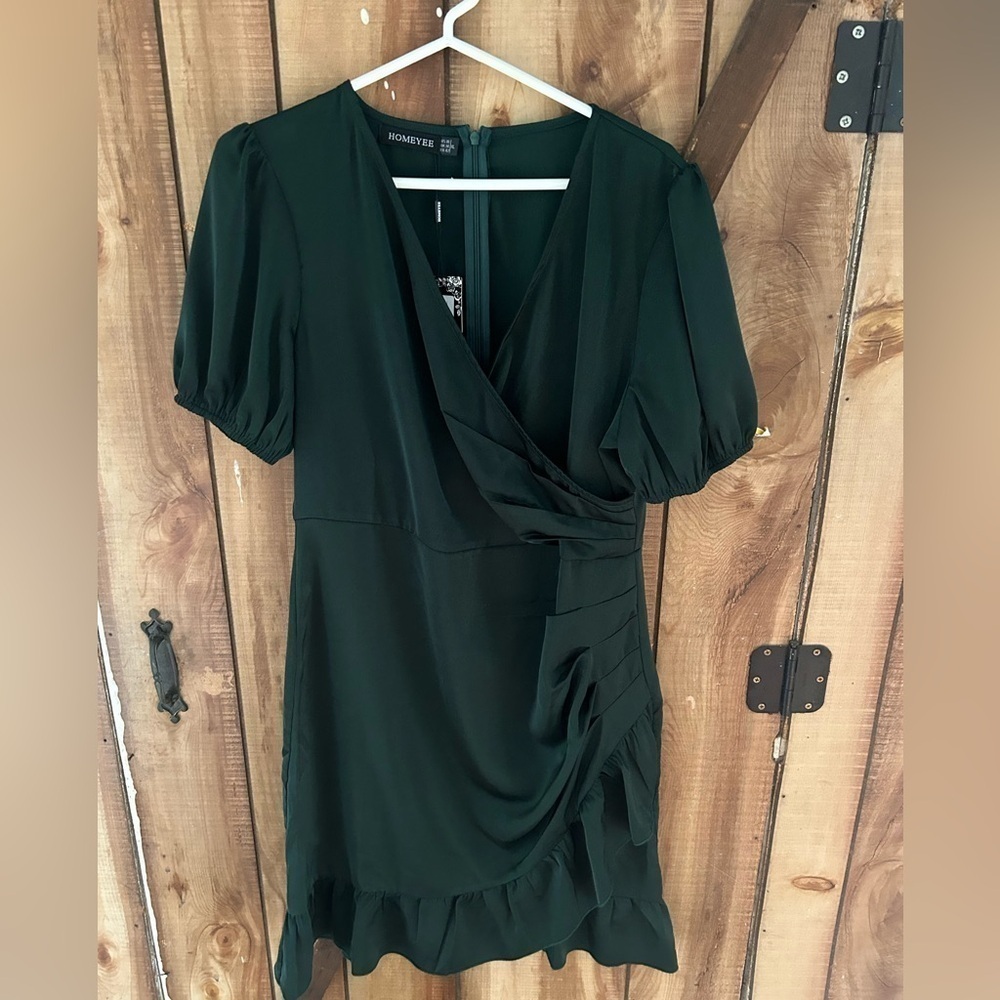 NWT HOMEYEE Dark Green Dress Size 10 XL - Picture 2 of 10